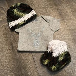 0/3M Baby Girls Silver Glitter Deer Outfit Bundle